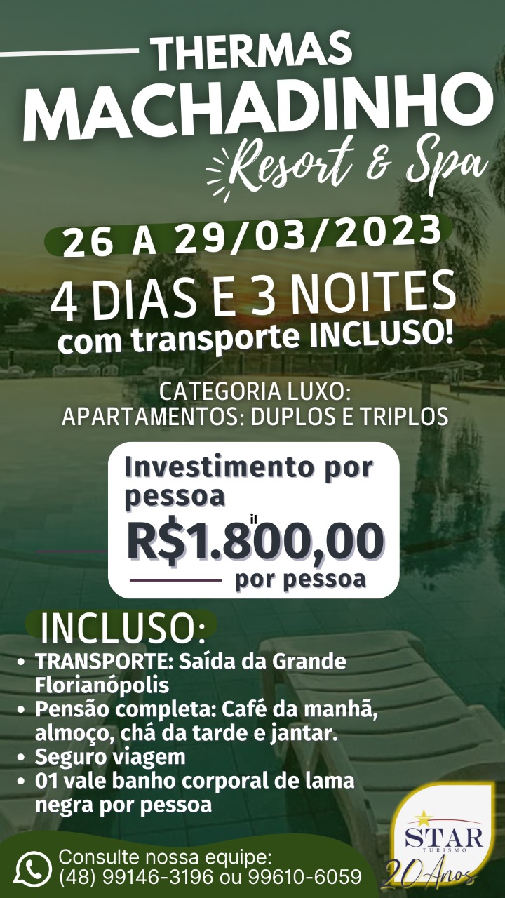 Pacote Star Turismo Machadinho Thermas Resort Spa Acacef